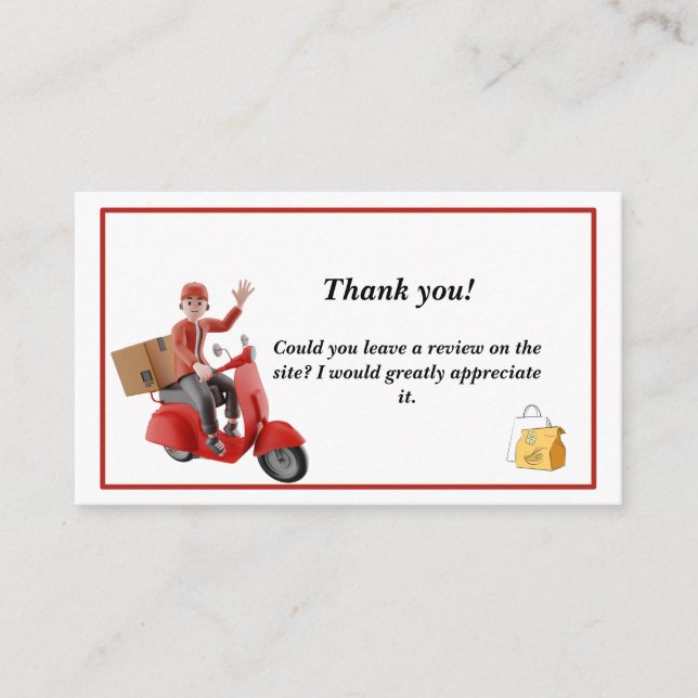 Dash Delivery Driver Thank you  Business Card (Front)