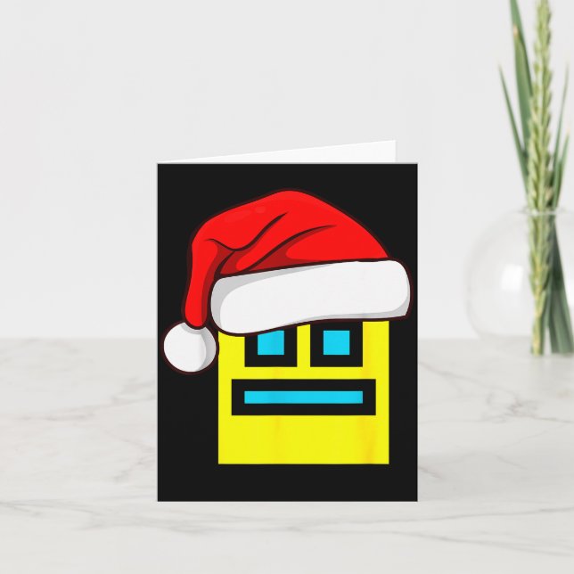 Dash Geometry Repeat Christmas Santa Hat Game Vide Card (Front)