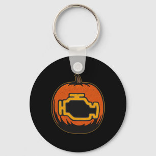 Dashboard Car Check Engine Funny Pumpkin Halloween Keychain