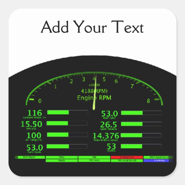 Dashboard Glow with Black Frame Square Sticker (Front)