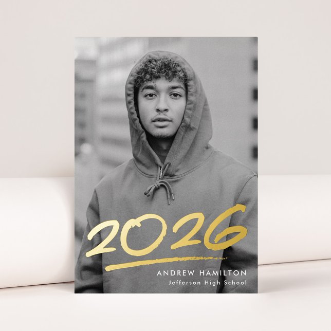 Dashed 2026 Foil Photo Graduation Announcement (Creator Uploaded)