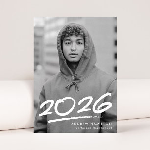 Dashed Class of 2026 Modern Photo Graduation Announcement