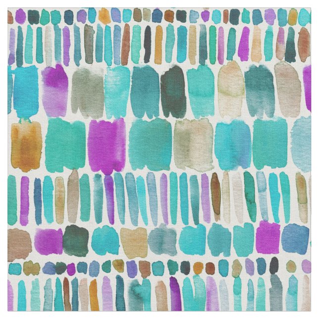DASHED Colorful Stripe Boho Watercolor Pattern Fabric (Close Up)