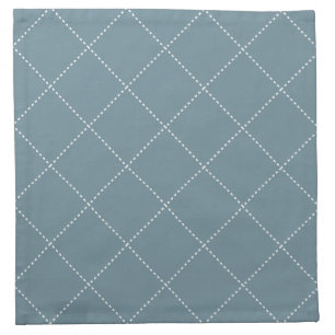 Dashed Diamond Grid Geometric Muted Slate Blue Cloth Napkin