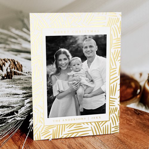 Dashed Gold Photo Foil Holiday Card