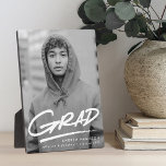 Dashed Graduation Photo Plaque<br><div class="desc">Celebrate your graduate's achievement with a personalized graduation photo keepsake. The plaque features the graduate's vertical photo with "Grad" in white handwritten lettering with a dash below. Personalize the graduation photo plaque by adding the graduate's name,  school,  and graduation year.</div>
