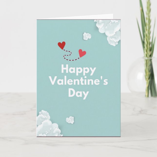 Dashed Hearts Valentine Day Card (Front)