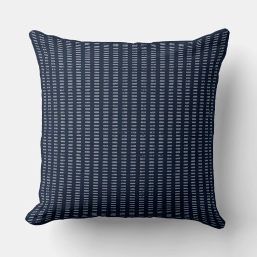 Dashed Stripes _ Gray on Navy Blue Throw Pillow