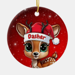 Dasher Baby Deer, Fawn, Doe, Reindeer🦌 🎄 Ceramic Ornament