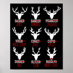 Dasher Dancer Prancer &amp; Bourbon Christmas Holi Poster
