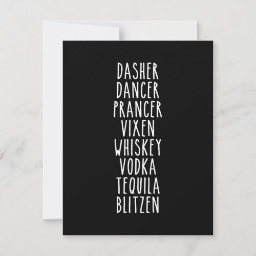 Dasher Dancer Prancer Vixen Whiskey Vodka Tequila Thank You Card