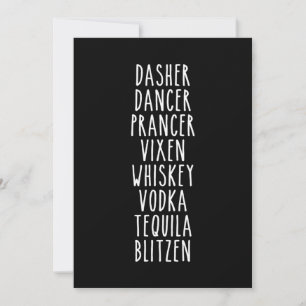 Dasher Dancer Prancer Vixen Whiskey Vodka Tequila Thank You Card