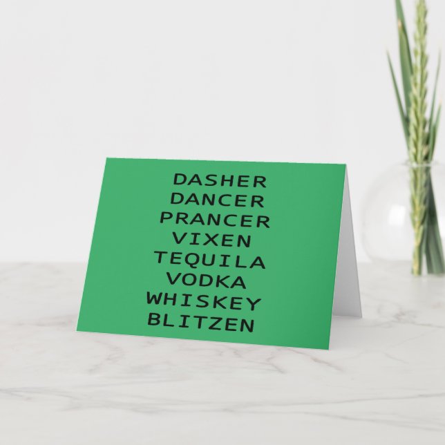 Dasher Dancer Vixen Vodka Tequila Whiskey Blitzen Card (Front)