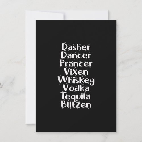 Dasher Dancer Whiskey Vodka Tequila Christmas Alco Invitation