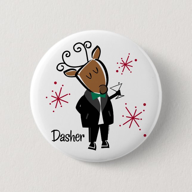 Dasher Reindeer Button (Front)