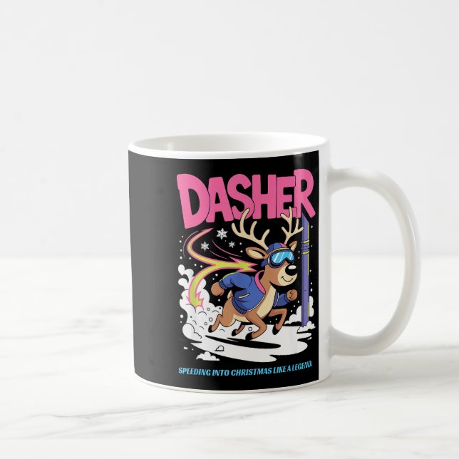 Dasher Reindeer Christmas Speeding Fun  Coffee Mug (Right)