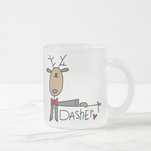 Dasher Reindeer Christmas T_shirts and Gifts Frosted Glass Coffee Mug