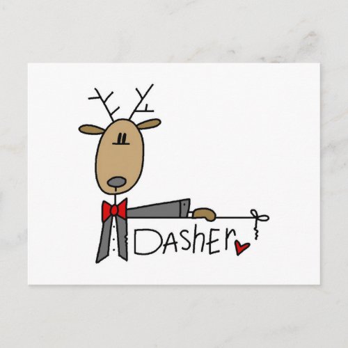 Dasher Reindeer Christmas T_shirts and Gifts Holiday Postcard