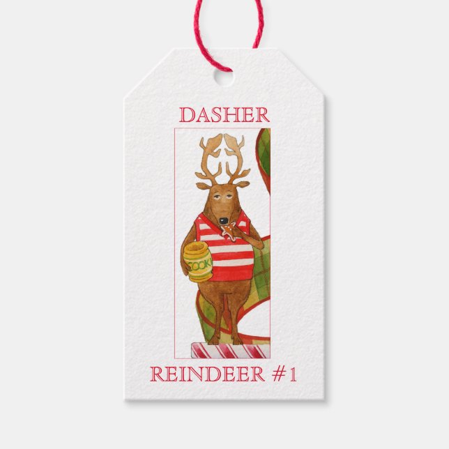 DASHER REINDEER Gift Tags (Front)