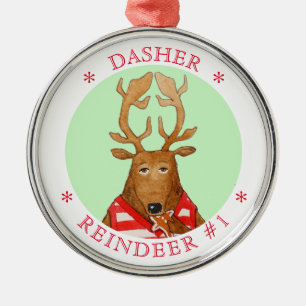 DASHER REINDEER Premium Round Ornament