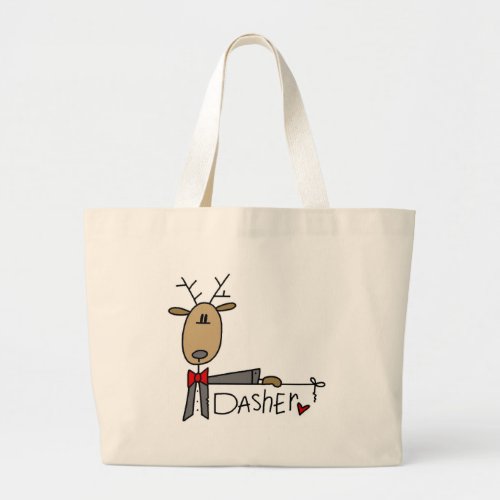 Dasher Reindeer Tshirts and Gifts Large Tote Bag