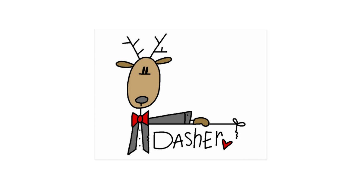 Dasher Reindeer Tshirts and Gifts Postcard | Zazzle.com
