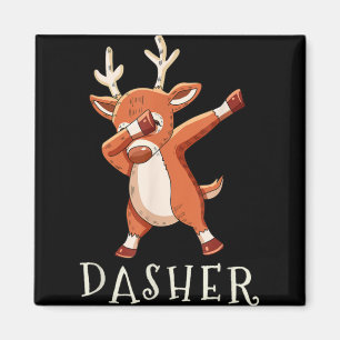 Dasher Santas Reindeers Family Matching Outfit Chr Magnet