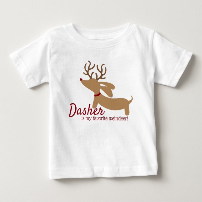 Dasher the Weindeer Dachshund Christmas Shirt (Front)