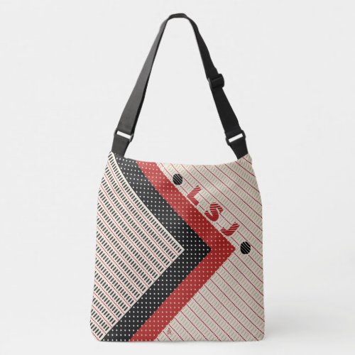 Dashes and Dots _ Red Black Cream _ Personalized Crossbody Bag