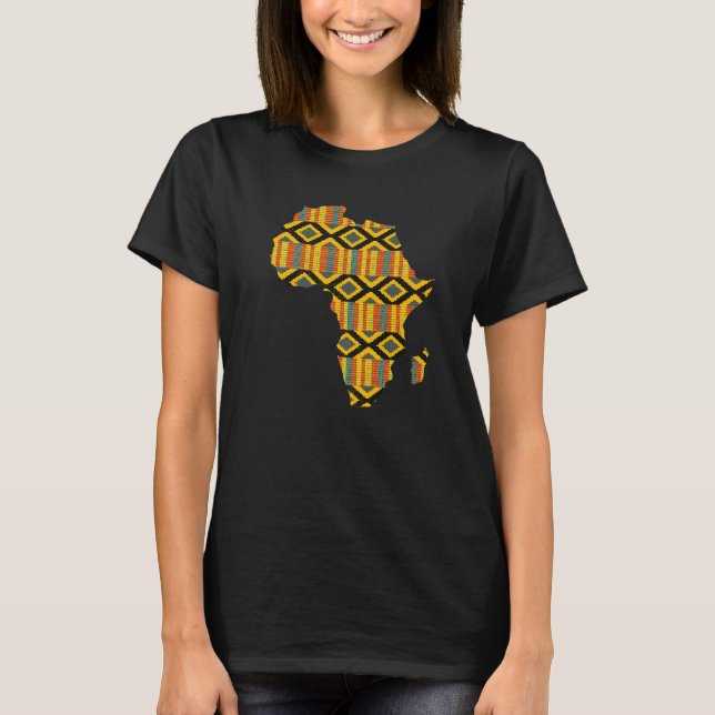 Dashiki Print African Map Tribal Ethnic Kente Clot T-Shirt (Front)