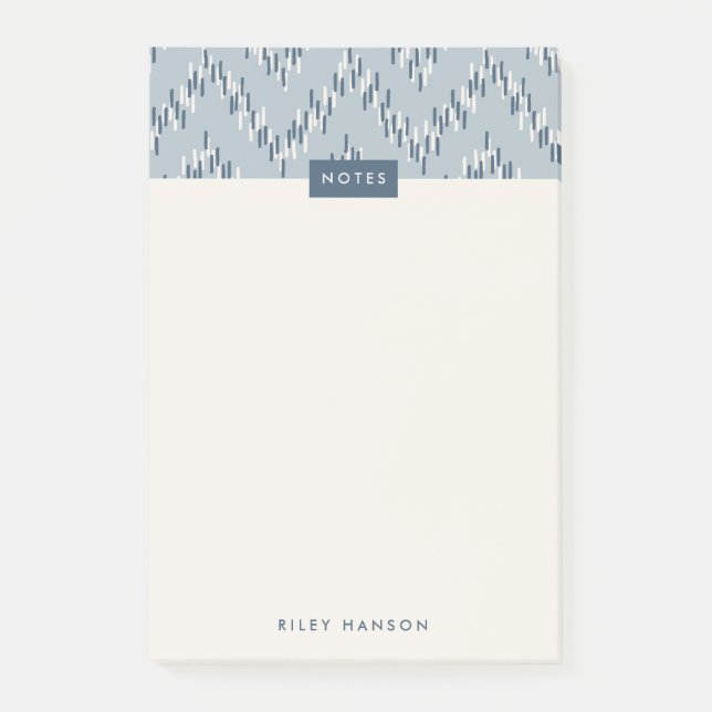 Dashing Boho Ikat Zig Zag Pattern - Blue Post-it Notes (Front)