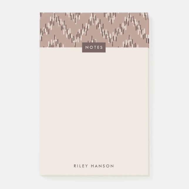 Dashing Boho Ikat Zig Zag Pattern - Brown Post-it Notes (Front)