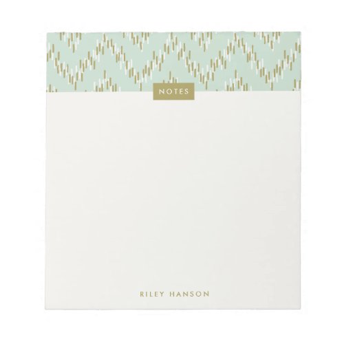 Dashing Boho Ikat Zig Zag Pattern Notepad _ Green