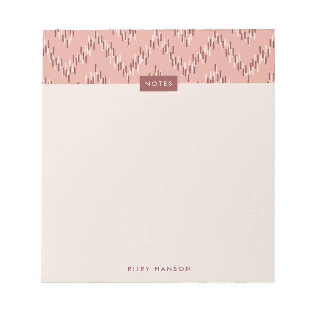Dashing Boho Ikat Zig Zag Pattern Notepad - Red (Front)