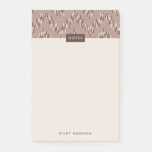 Dashing Boho Ikat Zig Zag Pattern Post-It - Brown Notes