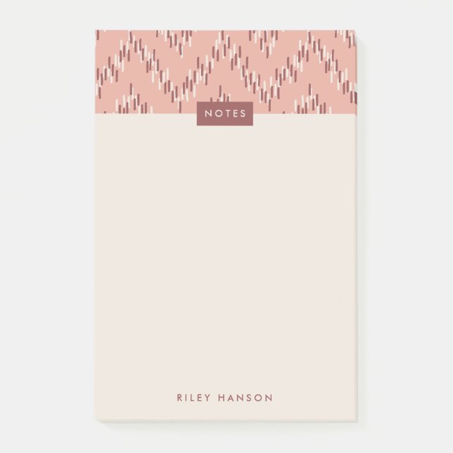 Dashing Boho Ikat Zig Zag Pattern Post-It - Red Notes (Front)