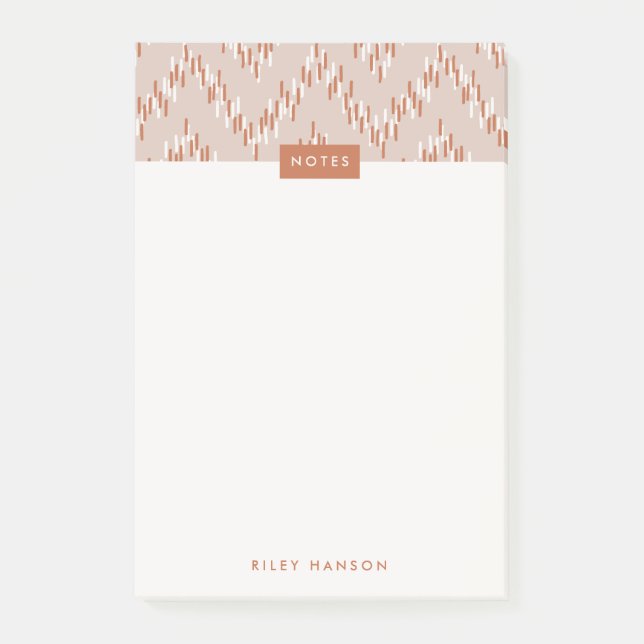 Dashing Boho Ikat Zig Zag Pattern - Rust Post-it Notes (Front)