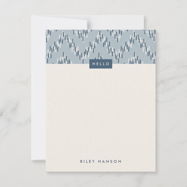 Dashing Boho Ikat Zig Zag Stationery - Blue (Front)