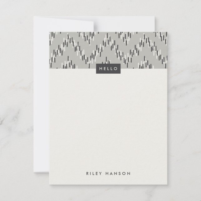Dashing Boho Ikat Zig Zag Stationery - Gray (Front)
