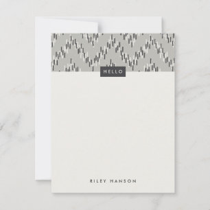 Dashing Boho Ikat Zig Zag Stationery - Gray