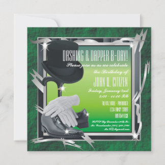 Dashing Custom 5.25 X 5.25 Invitations - Green