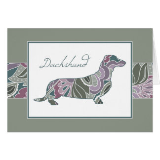 Dashing Dachshund in Sage Blush Garden Pattern, Cards
