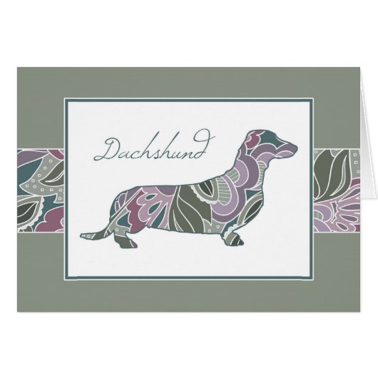 Dashing Dachshund in Sage Blush Garden Pattern, Cards (Front Horizontal)