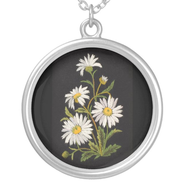 Dashing Daisies Round Sterling Silver Necklace (Front)