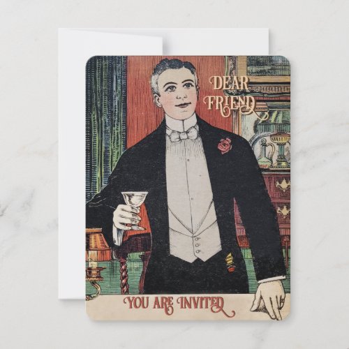 Dashing Dandy Victorian Cocktail Party Thank You Card