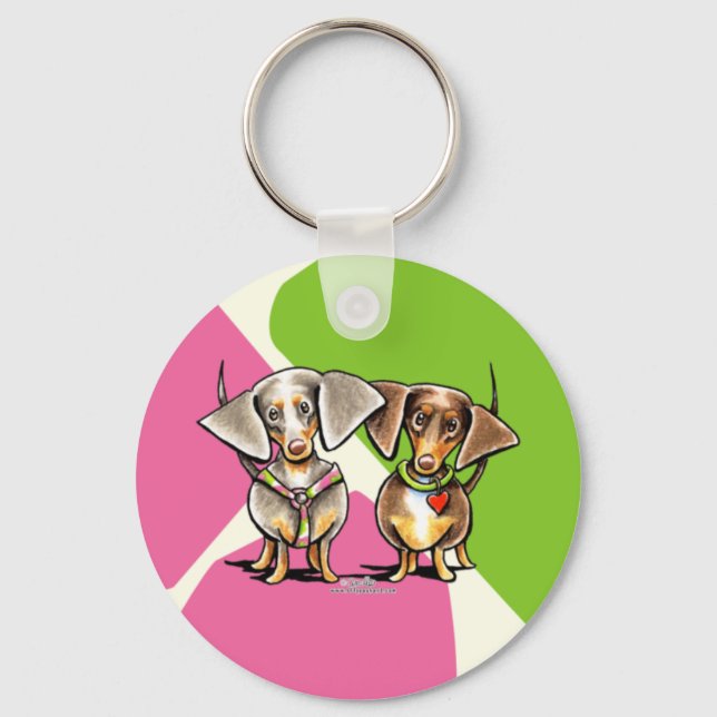Dashing Dappled Dachshunds Keychain (Front)