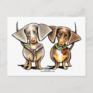 Dashing Dappled Dachshunds Postcard