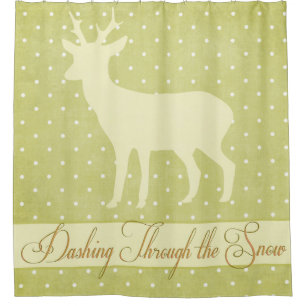 Dashing Deer Shower Curtain - Lime Green Polka Dot