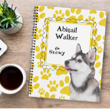 Dashing Dog/Pet Paws Personalized Spiral Notebook