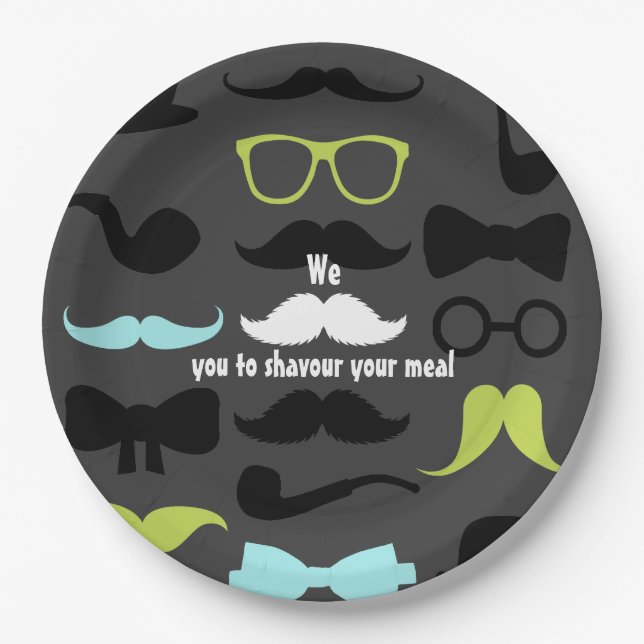 Dashing Little Man Mustache Party Paper Plates (Front)